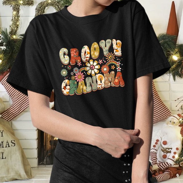 Retro Rainbow Groovy Grandma, Trendy Grandma T-Shirt (Creator Uploaded)