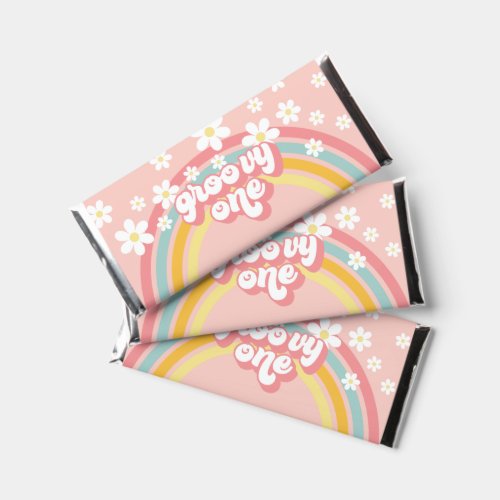 Retro Rainbow Groovy One 1st Birthday Hershey Bar Favors