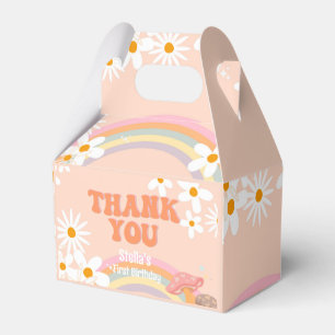 Retro Rainbow Groovy One Daisy Favor Boxes