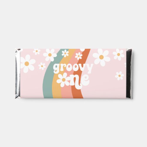 Retro Rainbow Groovy One Daisy Hershey Bar Favors