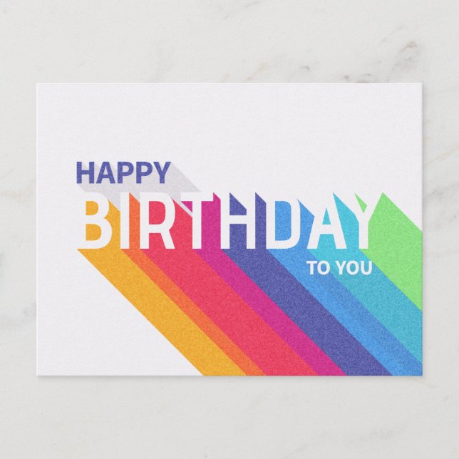 Retro Rainbow Happy Birthday Postcard (Front)
