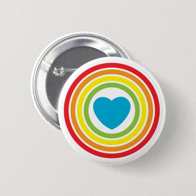 retro rainbow heart button (Front & Back)