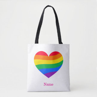 Retro Rainbow Heart - Cute Colorful Abstract Art Tote Bag