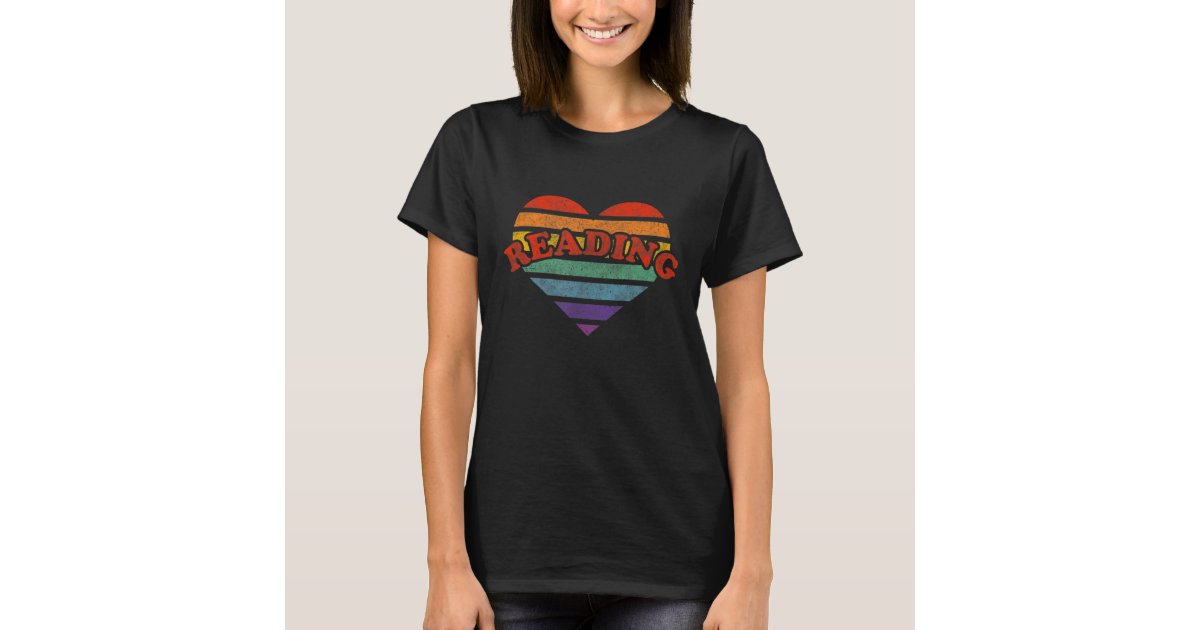 Retro Rainbow Heart Reading 80s Whimsy LGBTQ Pride T-Shirt | Zazzle