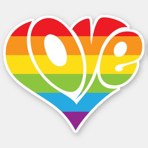 Retro Rainbow Heart_Shaped LOVE Sticker