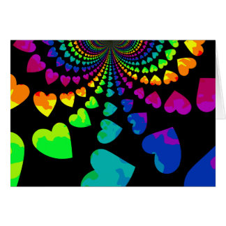 Retro rainbow hearts blank all occasion cards