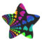 Retro rainbow hearts on black