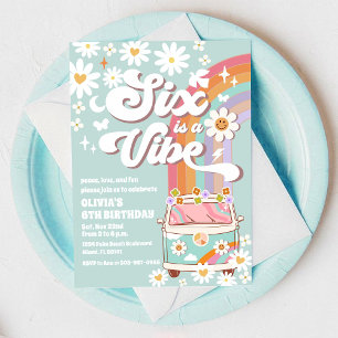 Retro Rainbow Hippie Birthday Invitation