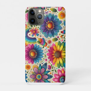 Retro Rainbow Hippie Floral iPhone 11 Pro Case