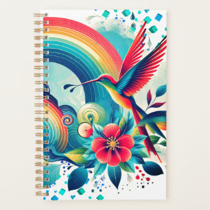 Retro Rainbow Hummingbird Weekly Planner