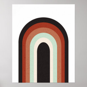 Retro Rainbow in Terracotta Mint & Beige Art Print