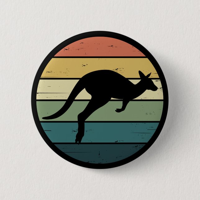 Retro Rainbow Kangaroo Button (Front)