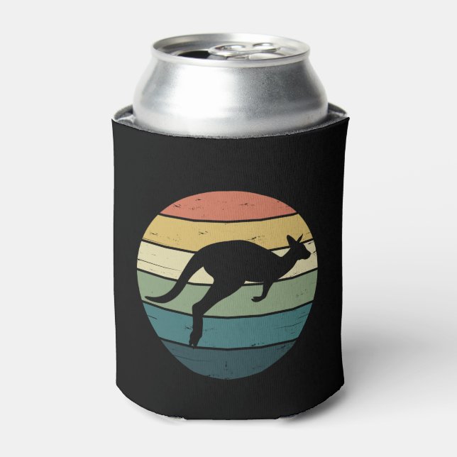 Retro Rainbow Kangaroo Can Cooler (Can Front)