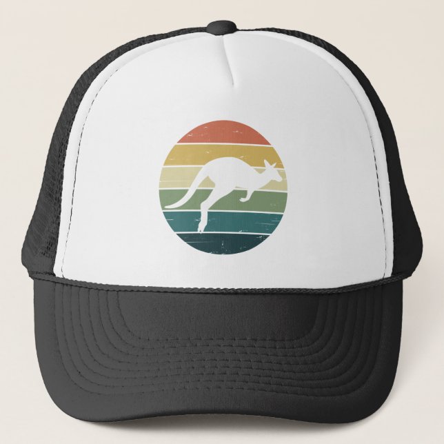 Retro Rainbow Kangaroo Trucker Hat (Front)