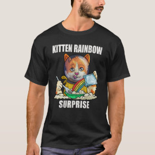 Retro Rainbow Kitten Surprise Vintage Grunge Style T-Shirt