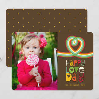 Retro Rainbow Loop Happy Love Day Valentine Photo Holiday Card