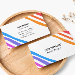 Retro Rainbow Minimalist Stripes Business Card