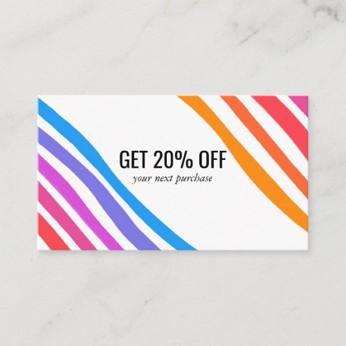 Retro Rainbow Minimalist Stripes  Discount Card