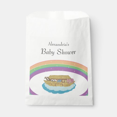 Retro Rainbow Noahs Ark Baby Shower Favor Bag