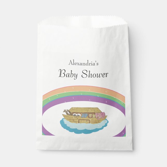 Retro Rainbow Noah's Ark Baby Shower Favor Bag (Front)