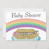 Retro Rainbow Noah's Ark Baby Shower invitation (Back)
