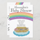 Retro Rainbow Noah's Ark Baby Shower invitation (Front/Back)