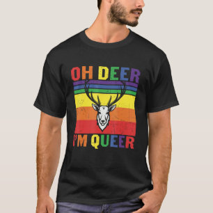 Retro Rainbow Oh Deer I'm Queer Lesbian Gay Lgbt T-Shirt