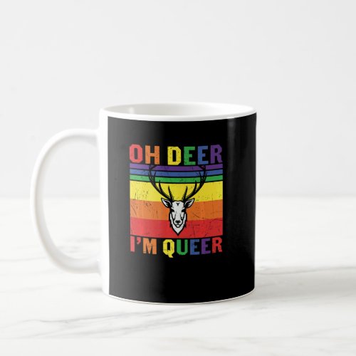 Retro Rainbow Oh Deer Im Queer  Lesbian Gay Lgbtq Coffee Mug