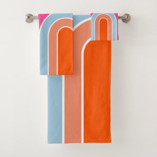 Retro Rainbow Orange Bath Towel Set
