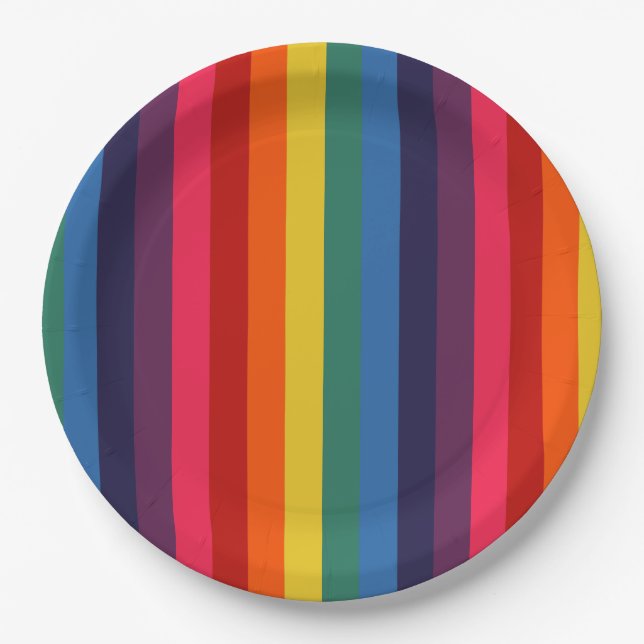 Retro rainbow paper plates (Front)