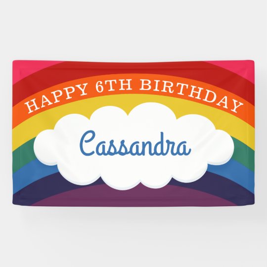 retro rainbow personalized name happy birthday banner zazzle com