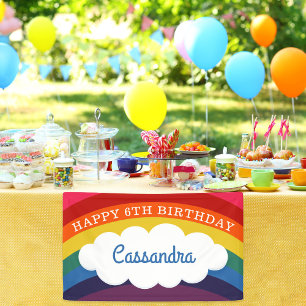 Retro Rainbow Personalized Name Happy Birthday Banner