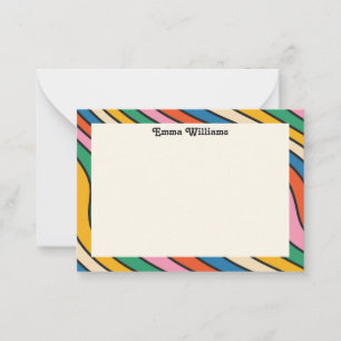 Retro Rainbow Personalized Name Modern Note Card