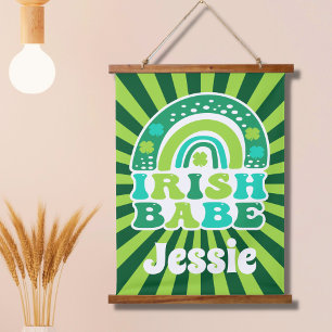 Retro Rainbow Personalized Name St. Patrick's Day Hanging Tapestry