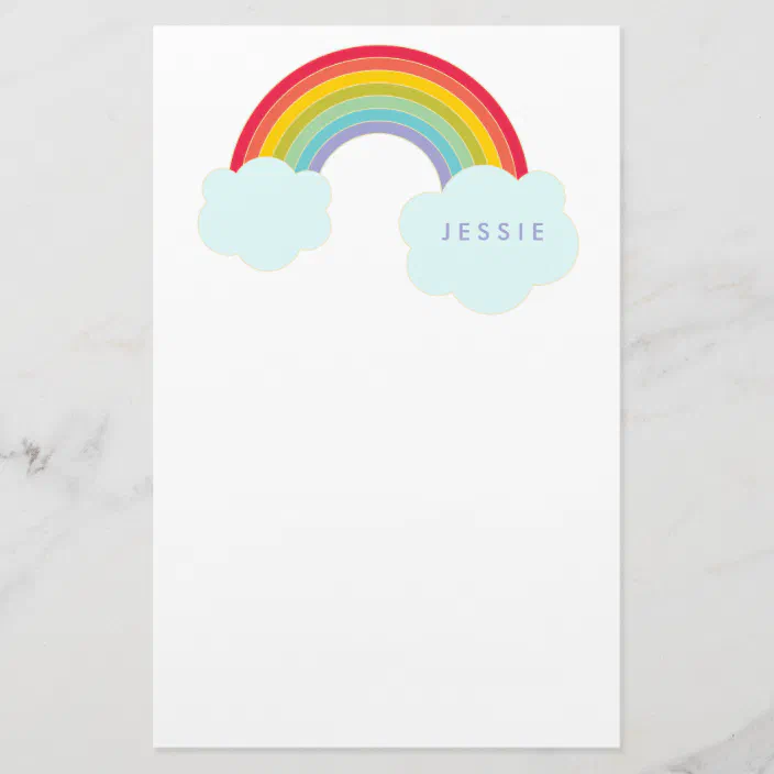 Personalized stationary set kawaii stationary set with custom letterhead paper /& stickers cute Rainbow unicorn stationary set