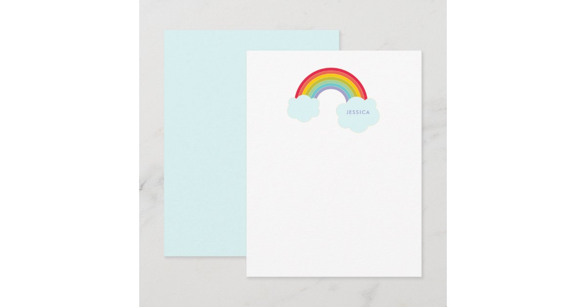 Retro Rainbow Personalized Stationery for Kids Note Card | Zazzle