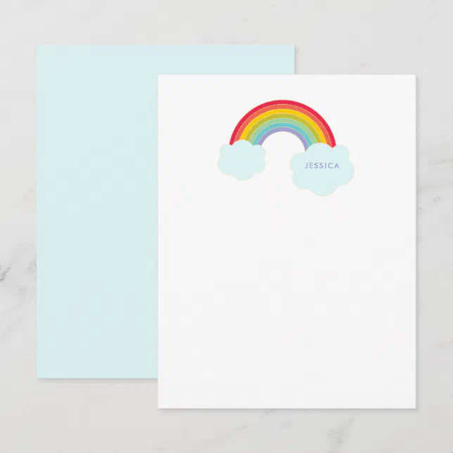 Retro Rainbow Personalized Stationery for Kids Note Card | Zazzle