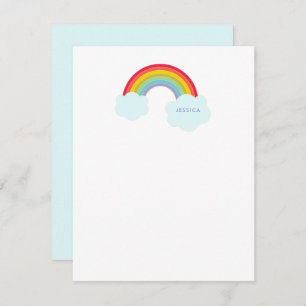 Retro Rainbow Personalized Stationery for Kids Note Card