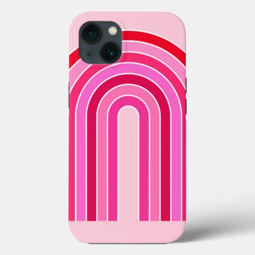 Retro Rainbow Preppy Pink And Red Arch iPhone 13 Case