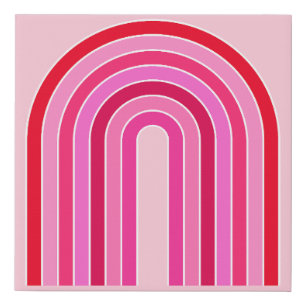 Retro Rainbow Preppy Pink And Red Arch Faux Canvas Print