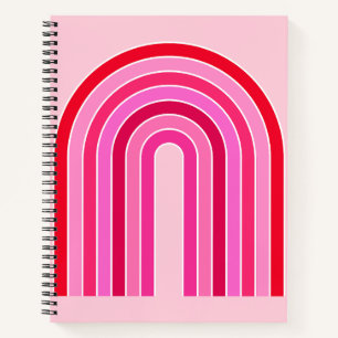 Retro Rainbow Preppy Pink And Red Arch Notebook