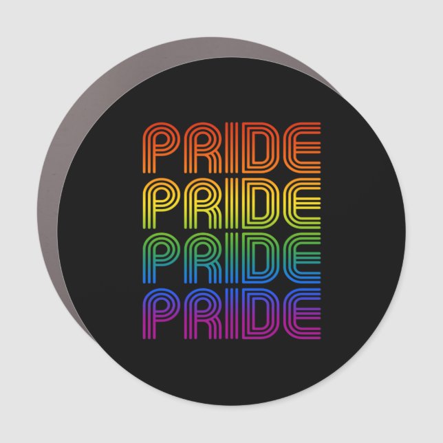 Retro Rainbow Pride Car Magnet (Front)