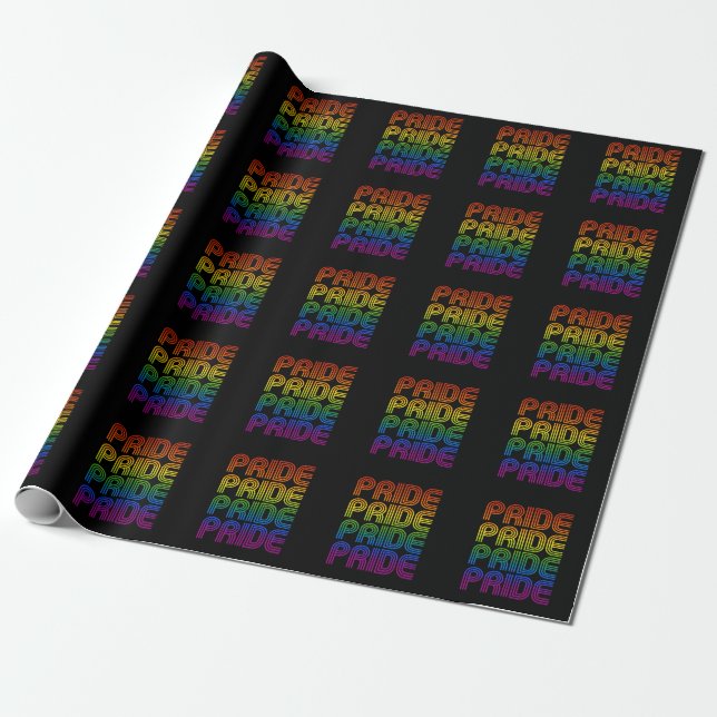 Retro Rainbow Pride Wrapping Paper (Unrolled)