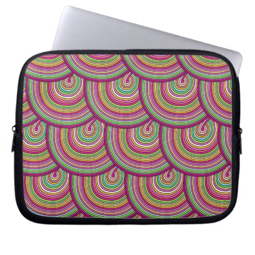 Retro Rainbow Psychedelic Circles Pattern Laptop Sleeve