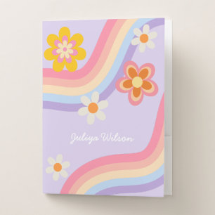 Retro Rainbow  purple kids Pocket Folder