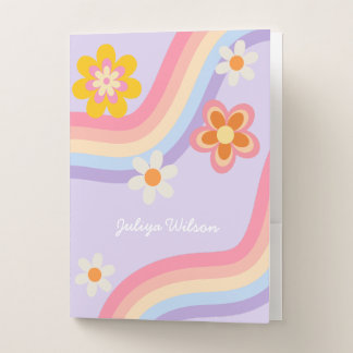 Retro Rainbow purple kids Pocket Folder