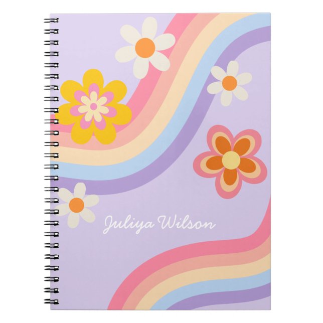 Retro Rainbow  purple  Notebook (Front)