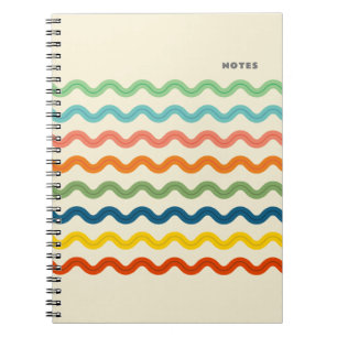 Retro Rainbow Ric Rac Stripes with Custom Text Notebook