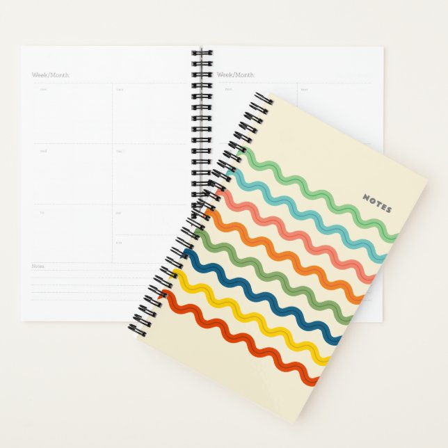 Retro Rainbow Ric Rac Stripes with Custom Text Planner (Display)