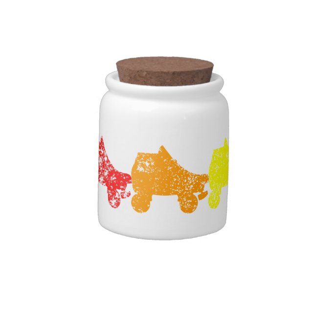 retro rainbow rollerskates candy jar (Left)